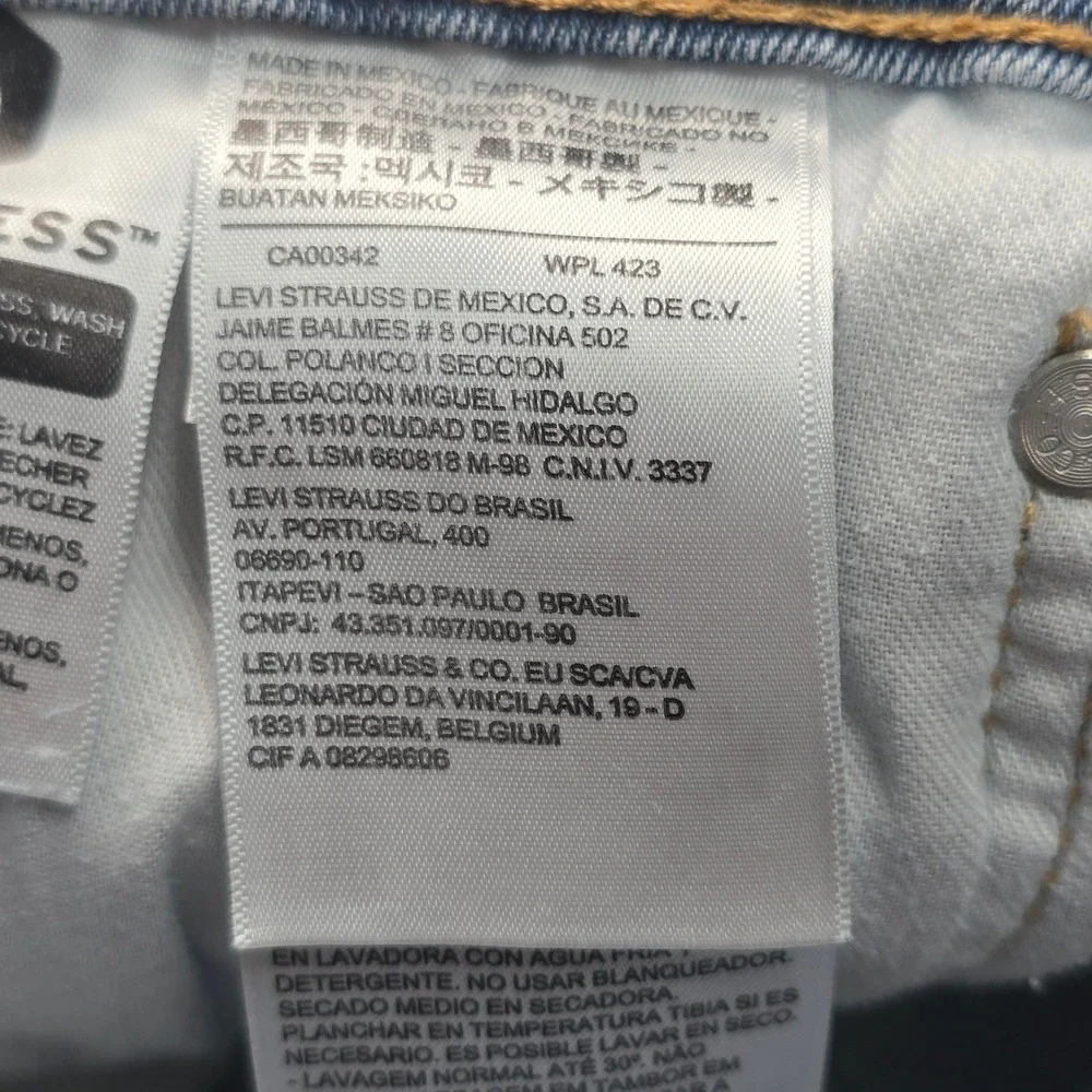 Levi's 505 Jeans Mens 42x32 Light Wash Regular Fit Straight‎ Leg Blue Denim